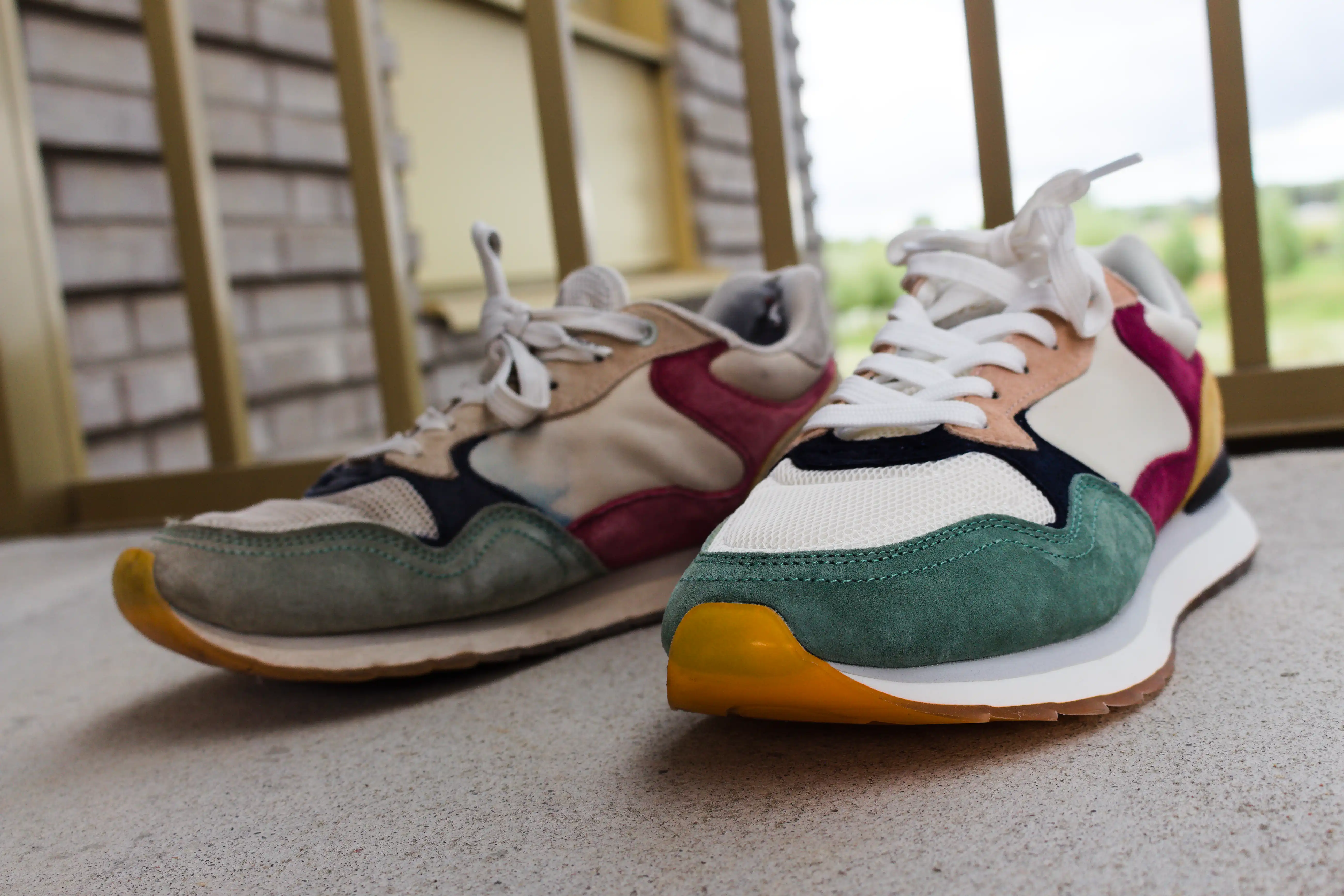 picture of one old shoe and one new
